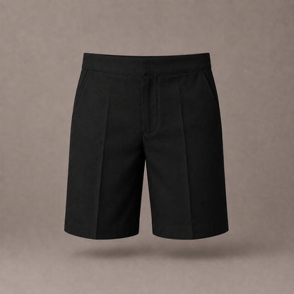 Black Half Elastic Pull Up Boys School Shorts