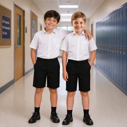 Pack of 2 Black Pull-On School Shorts – Full Elasticated Waist