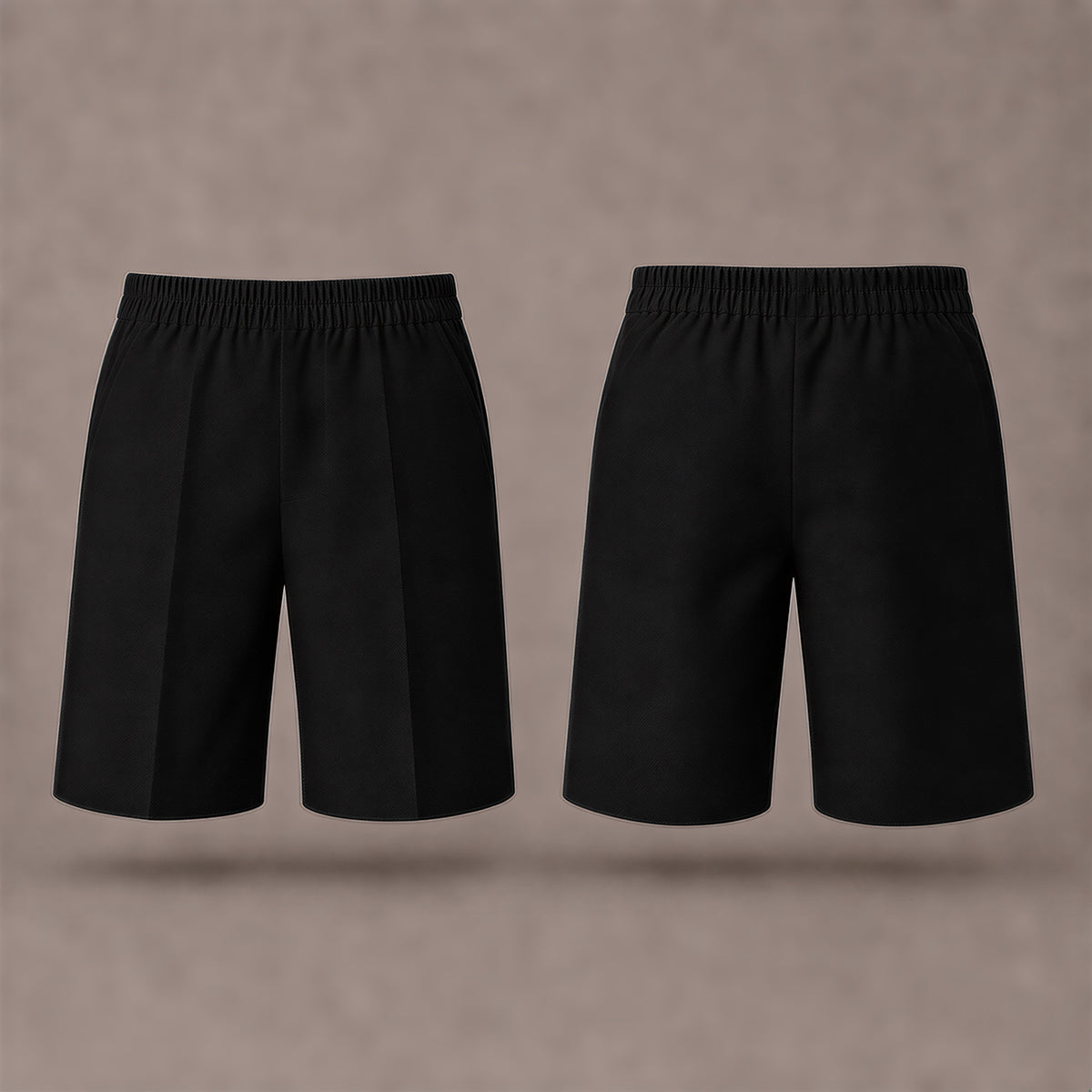 Pack of 2 Black Pull-On School Shorts – Full Elasticated Waist