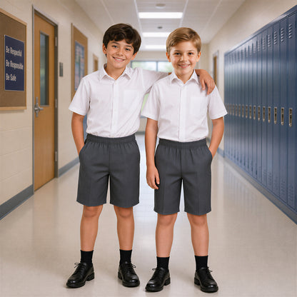 Pack of 2 Grey Plus Size Pull-On School Shorts – Full Elasticated Waist