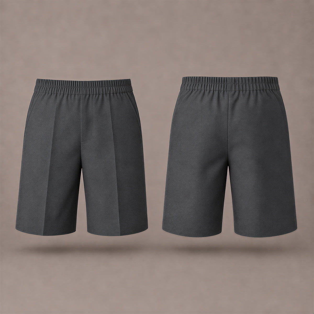 Pack of 2 Grey Plus Size Pull-On School Shorts – Full Elasticated Waist