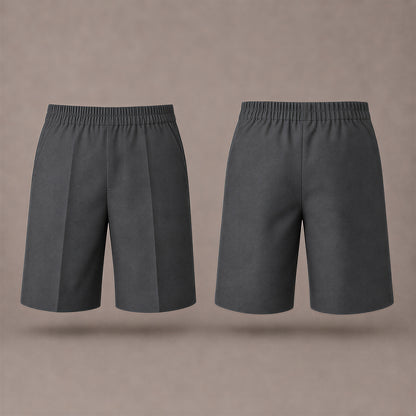 Pack of 2 Grey Plus Size Pull-On School Shorts – Full Elasticated Waist