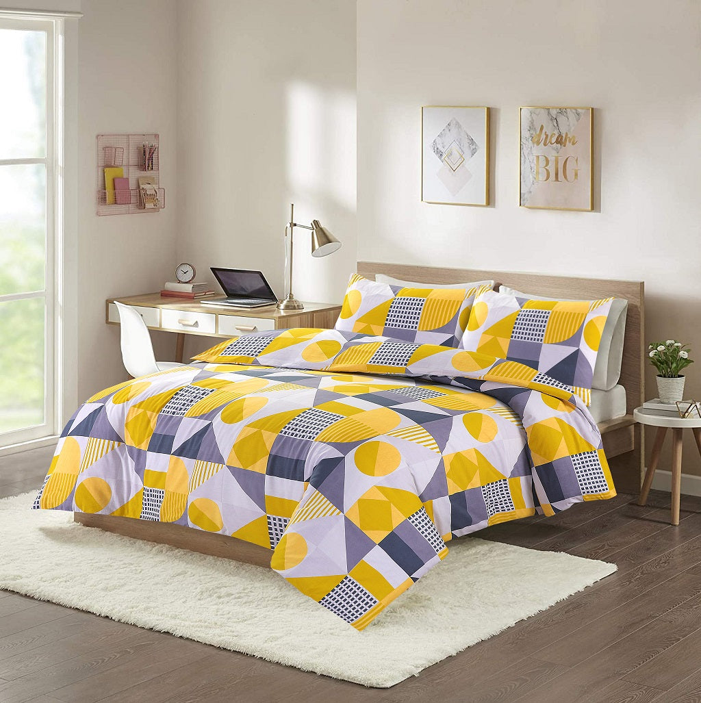 scott printed duvet set  mustard