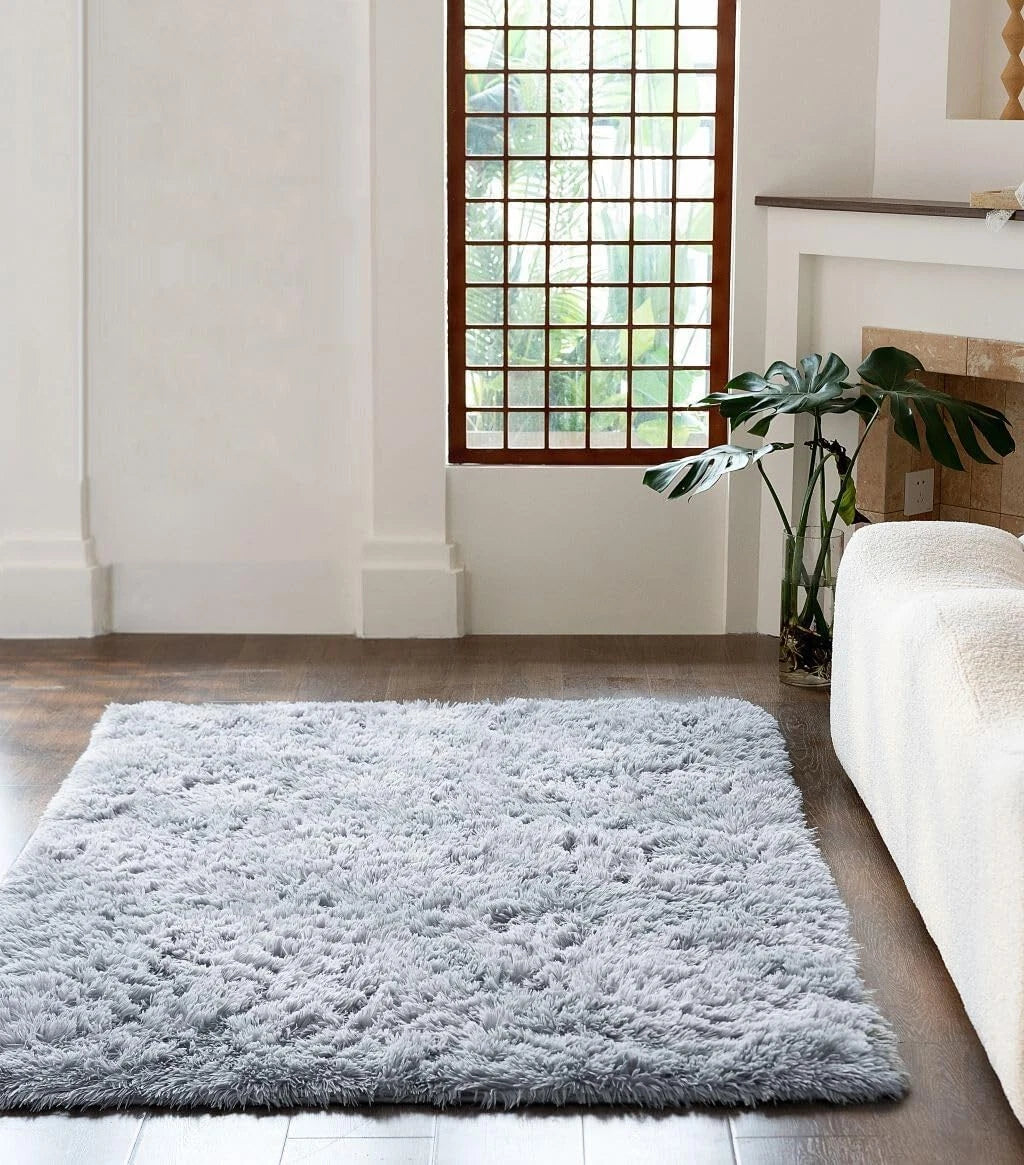 Silver Cuddle Fluffy Shaggy Rugs