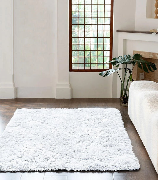 White Cuddle Fluffy Shaggy Rugs