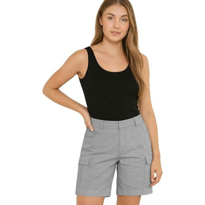 Ladies Cargo Shorts Pull On Turned Hem | 9 Colours
