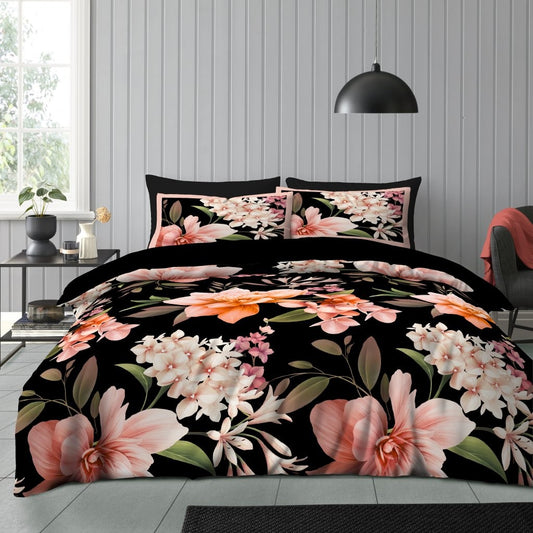Sloane Black Printed Duvet Cover Set