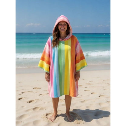 Sweet Stripe Multi Sand Free Adult Poncho Towel