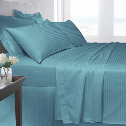 250TC Egyptian Cotton Satin Stripe Fitted Sheet | 7 Colours