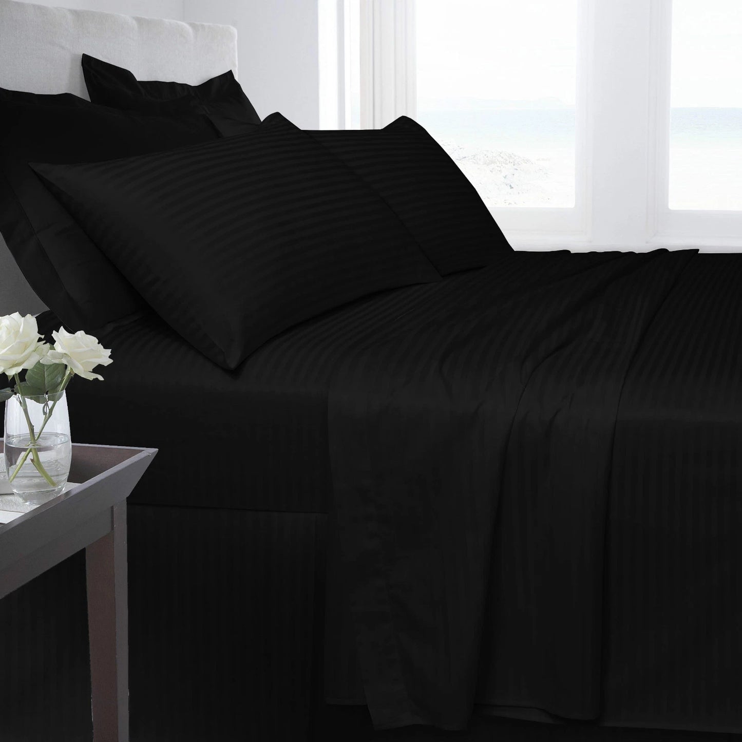 250TC Egyptian Cotton Satin Stripe Fitted Sheet | 7 Colours