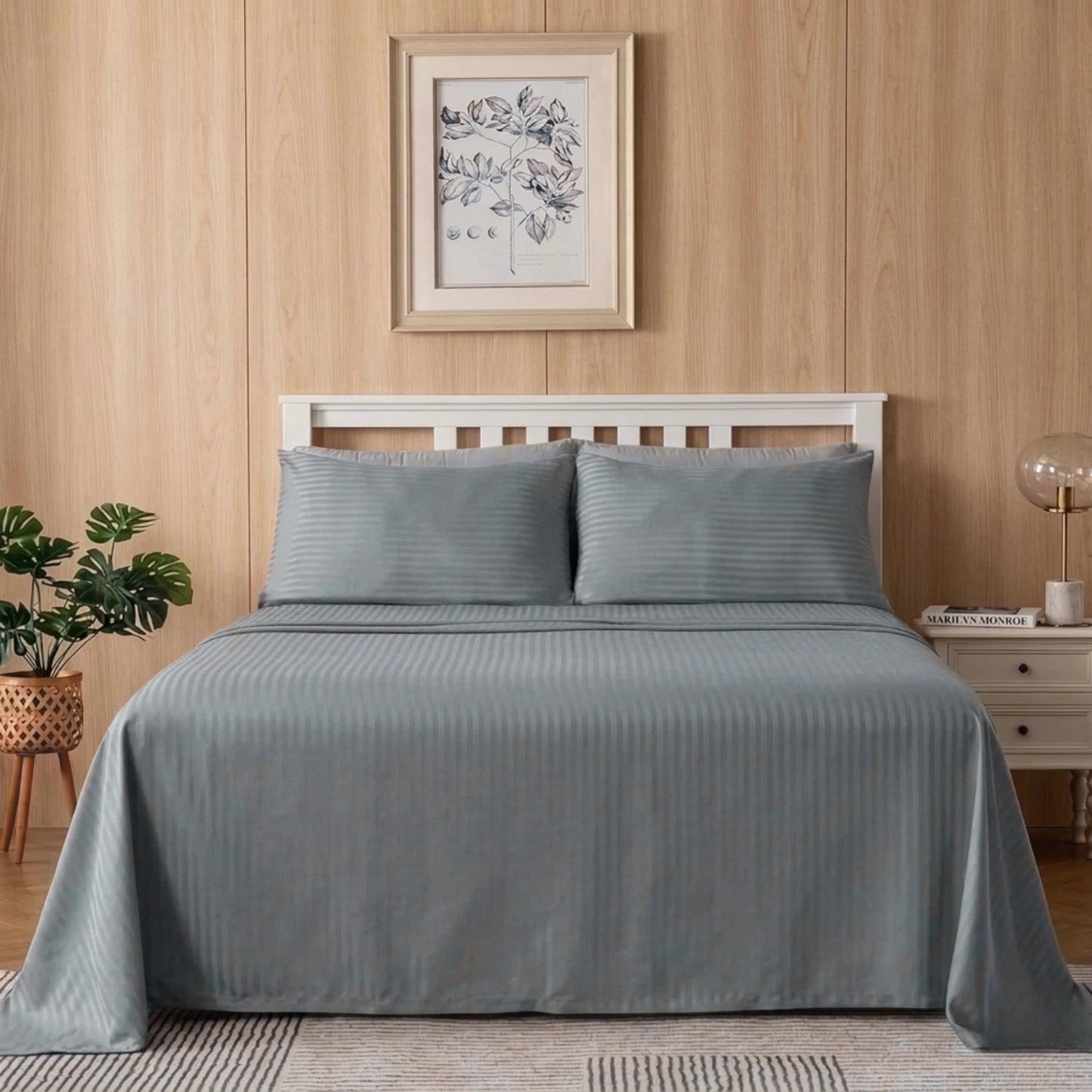 250TC Egyptian Cotton Satin Stripe Fitted Sheet | 7 Colours