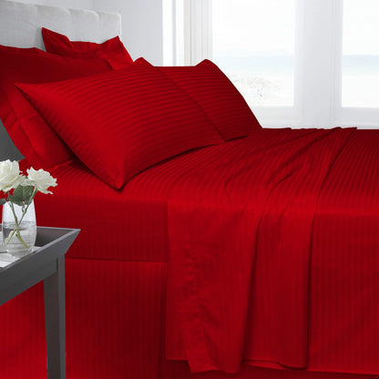 250TC Egyptian Cotton Satin Stripe Fitted Sheet | 7 Colours