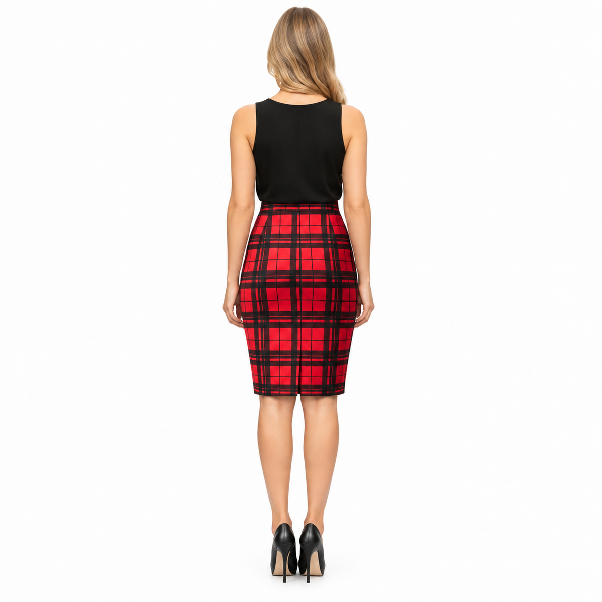 Tartan Check Knee Length Pencil Skirt | 8 Colours