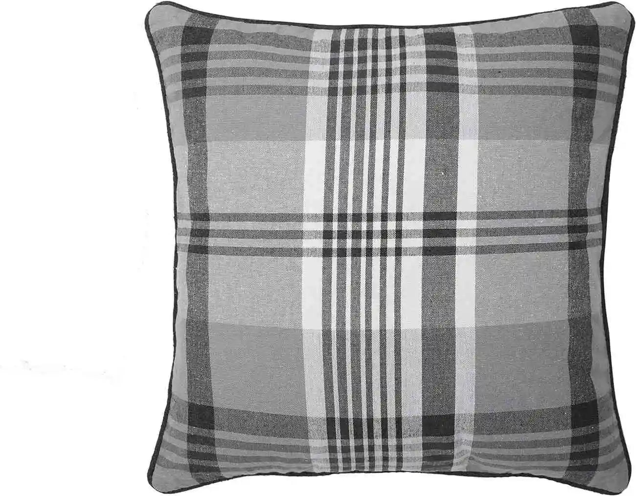 tartan check cushion grey