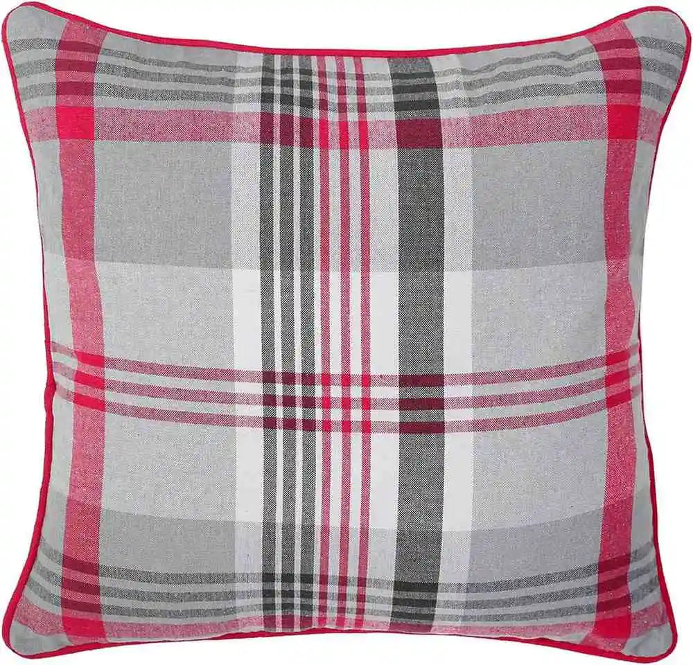 tartan check cushion pink