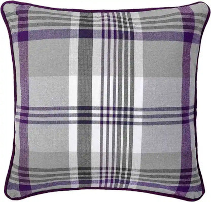 tartan check cushion purple 