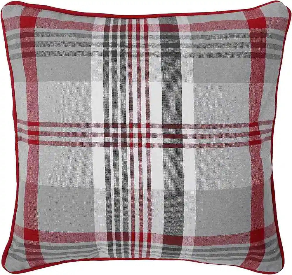 tartan check cushion red