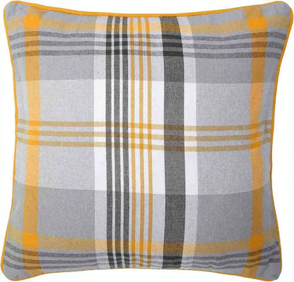 tartan check cushion yellow