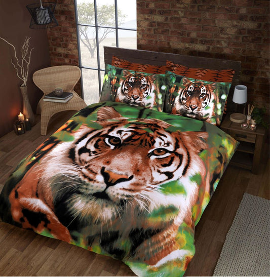 Tiger 3D Panel printed duvet set