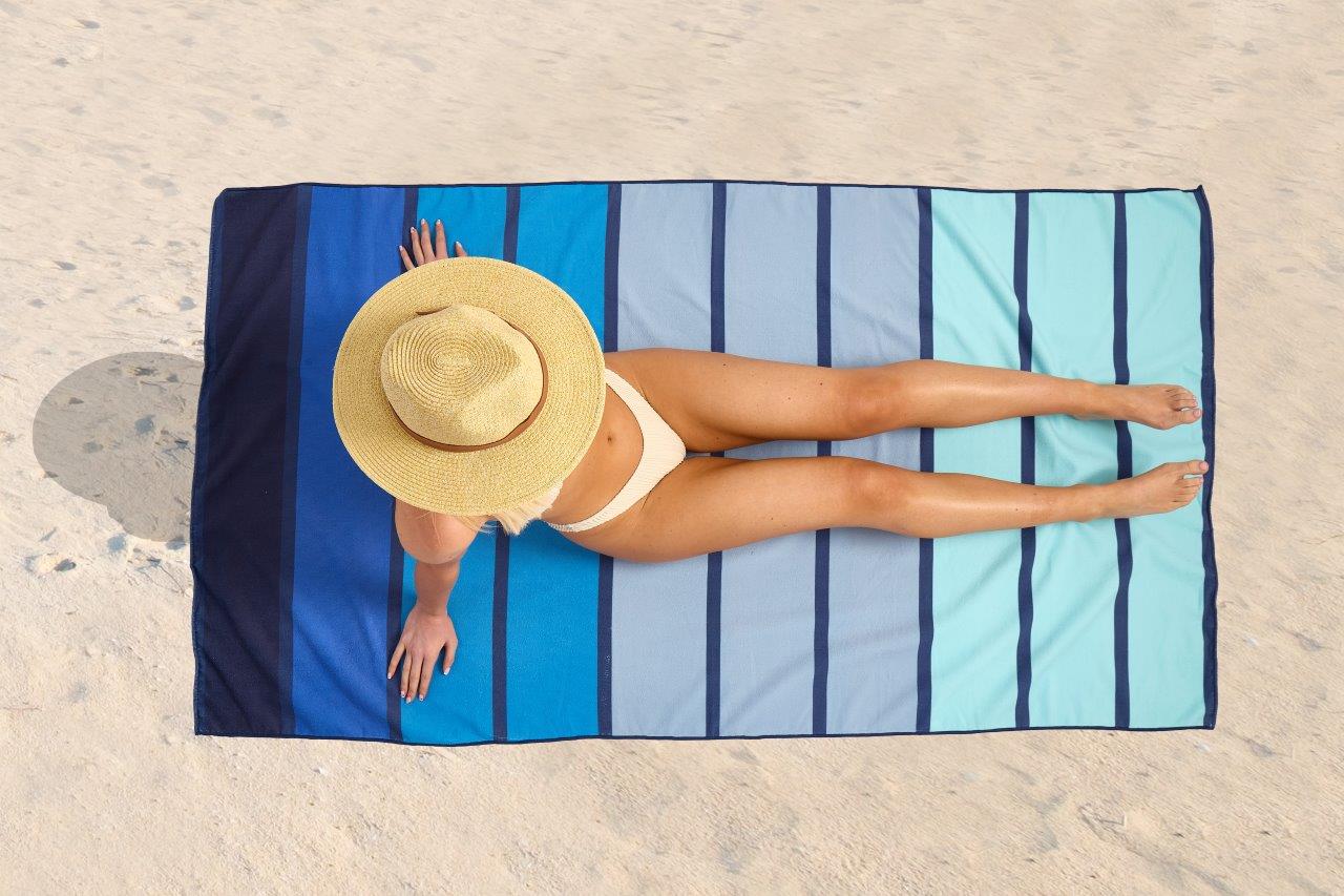 Timberly Stripe Blue Sand Free Beach Towel | 180CM × 100CM