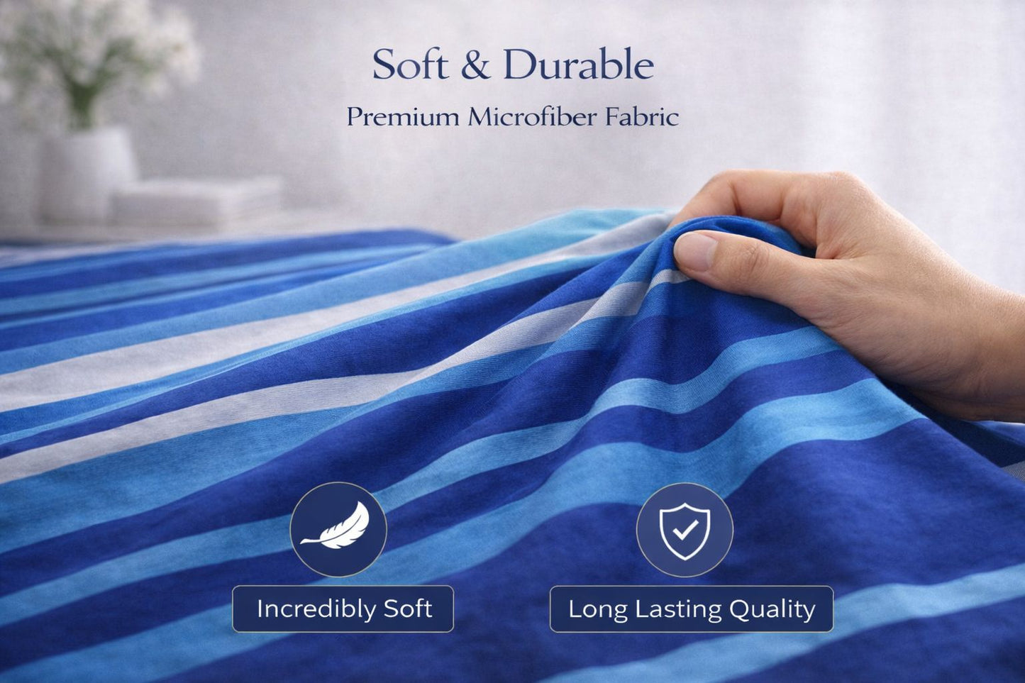 Vega Blue Printed Complete Set | Duvet Cover + Fitted Sheet + Pillowcases