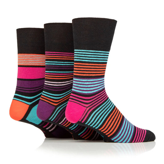 Men’s Vibrant Vision Stripe Gentle Grip Cotton Rich Socks