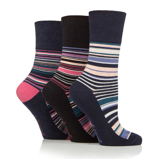 Women Whimsy Stripes Gentle Grip Cotton Rich Socks