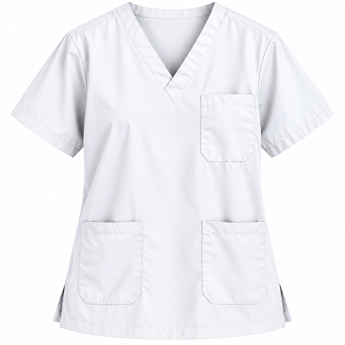 White women's V-neck medical scrub top