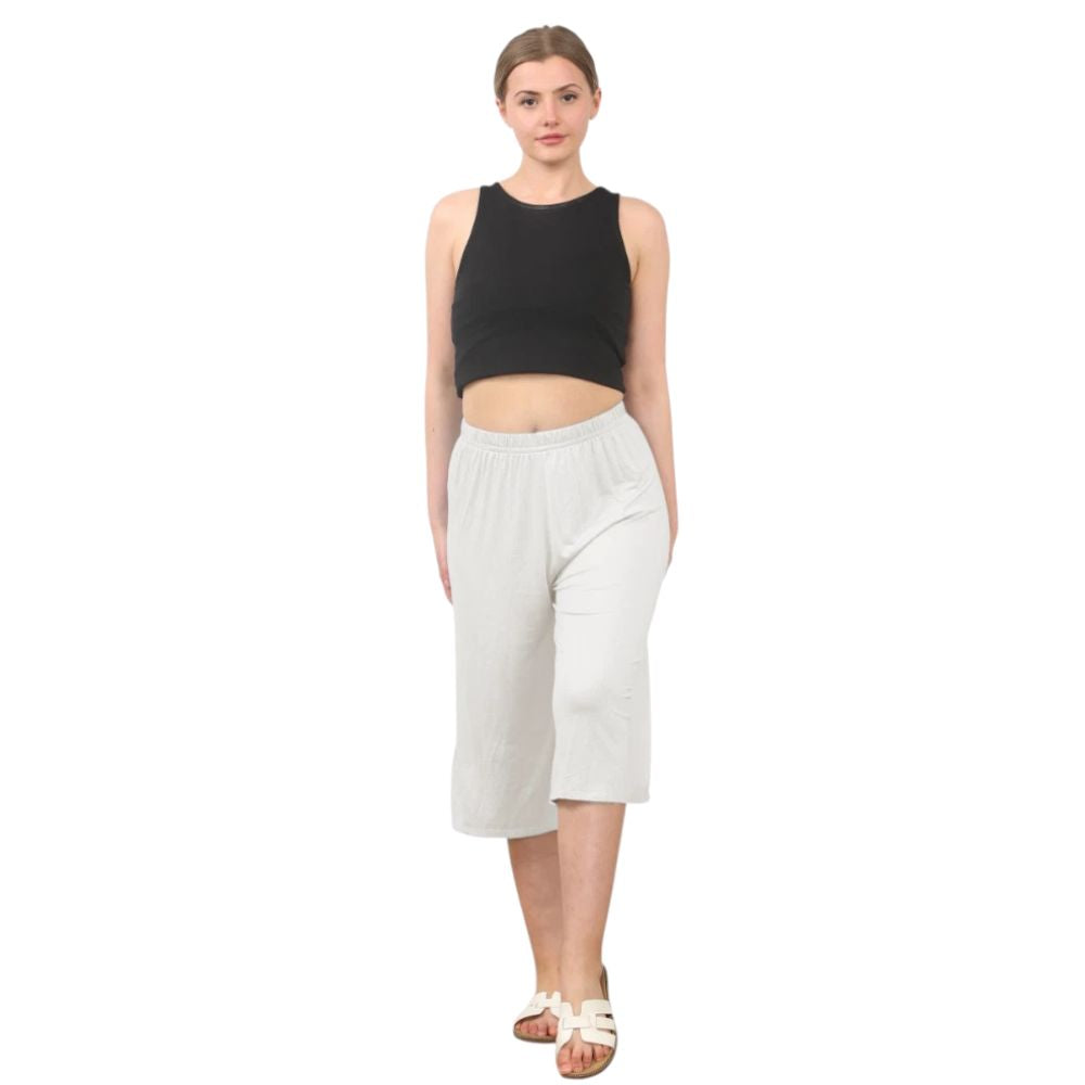 Plain Elastic Waist Culottes Cropped Shorts | 11 Colours