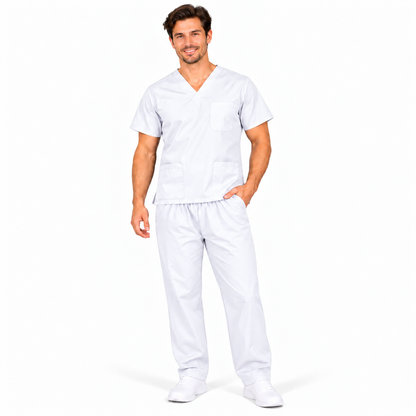 White Men's Medical Scrub Set