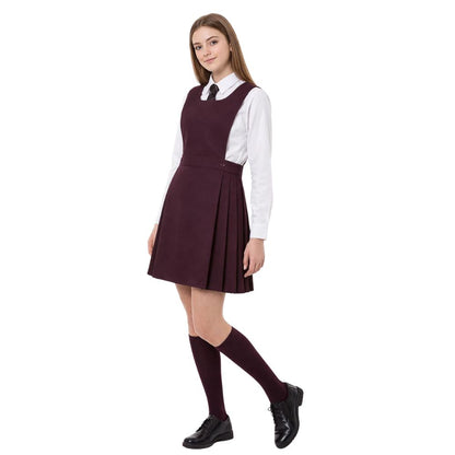 Girls Pleated Bib Pinafore School Dress | 6 Colours