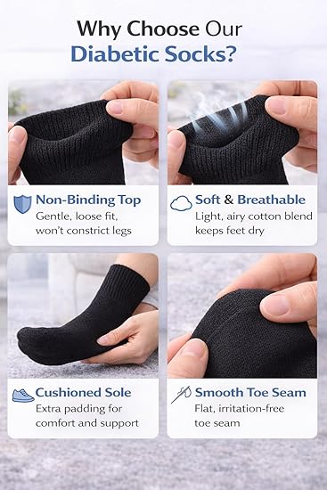 Black Women’s Diabetic Socks | Size 4 - 7