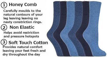 Blue Mix Women’s Diabetic Socks | Size 4 - 7