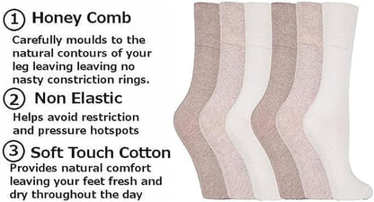 Off White & Browns Women’s Diabetic Socks | Size 4 - 7