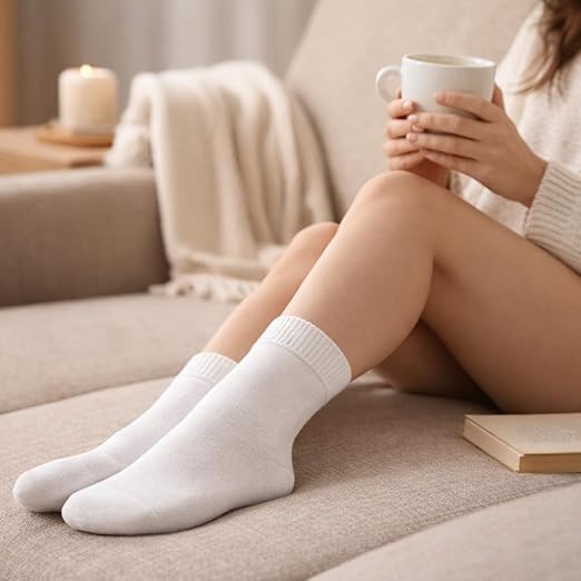 White Women’s Diabetic Socks | Size 4 - 7