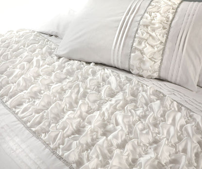 Aurora Ruffled Diamond Lace Sequin Duvet Cover Set | 3 Colours
