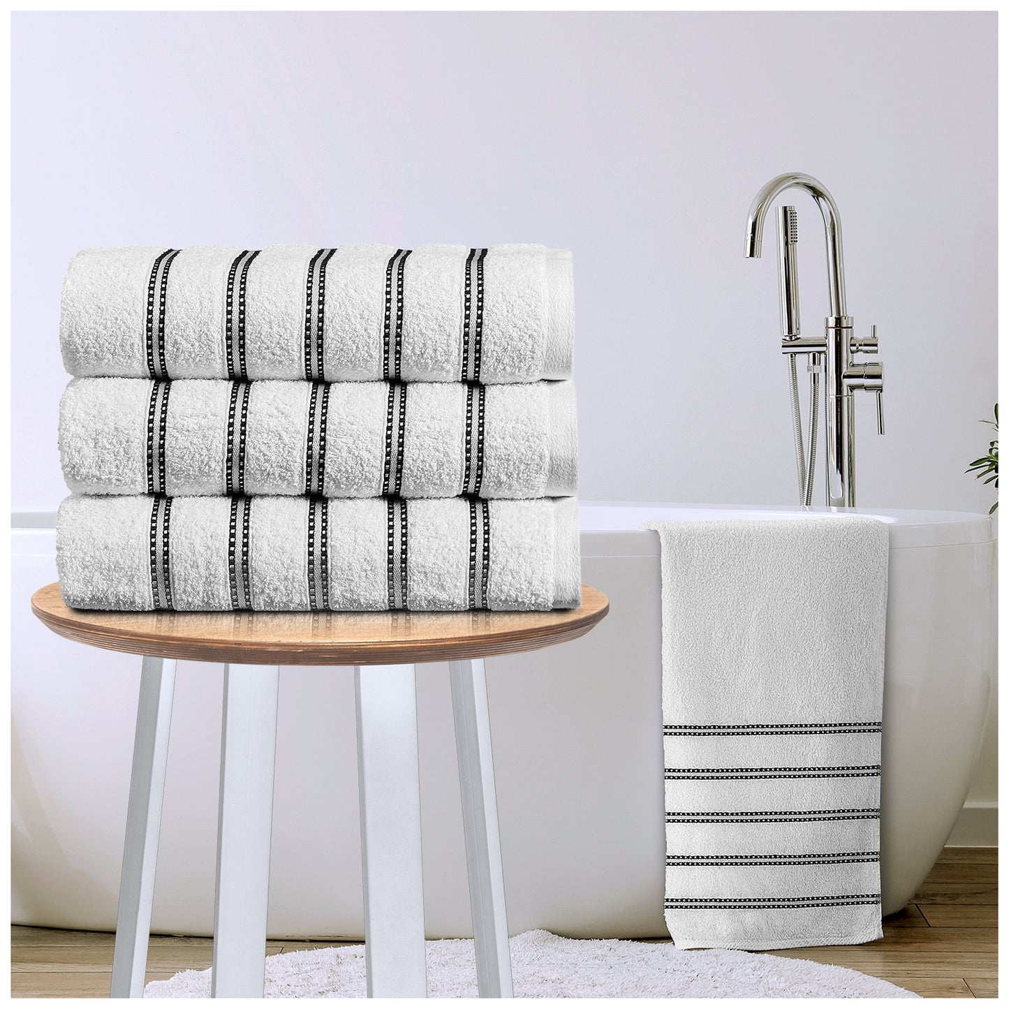 100% Cotton Bromley Stripe Towels | 8 Colours | 600 GSM