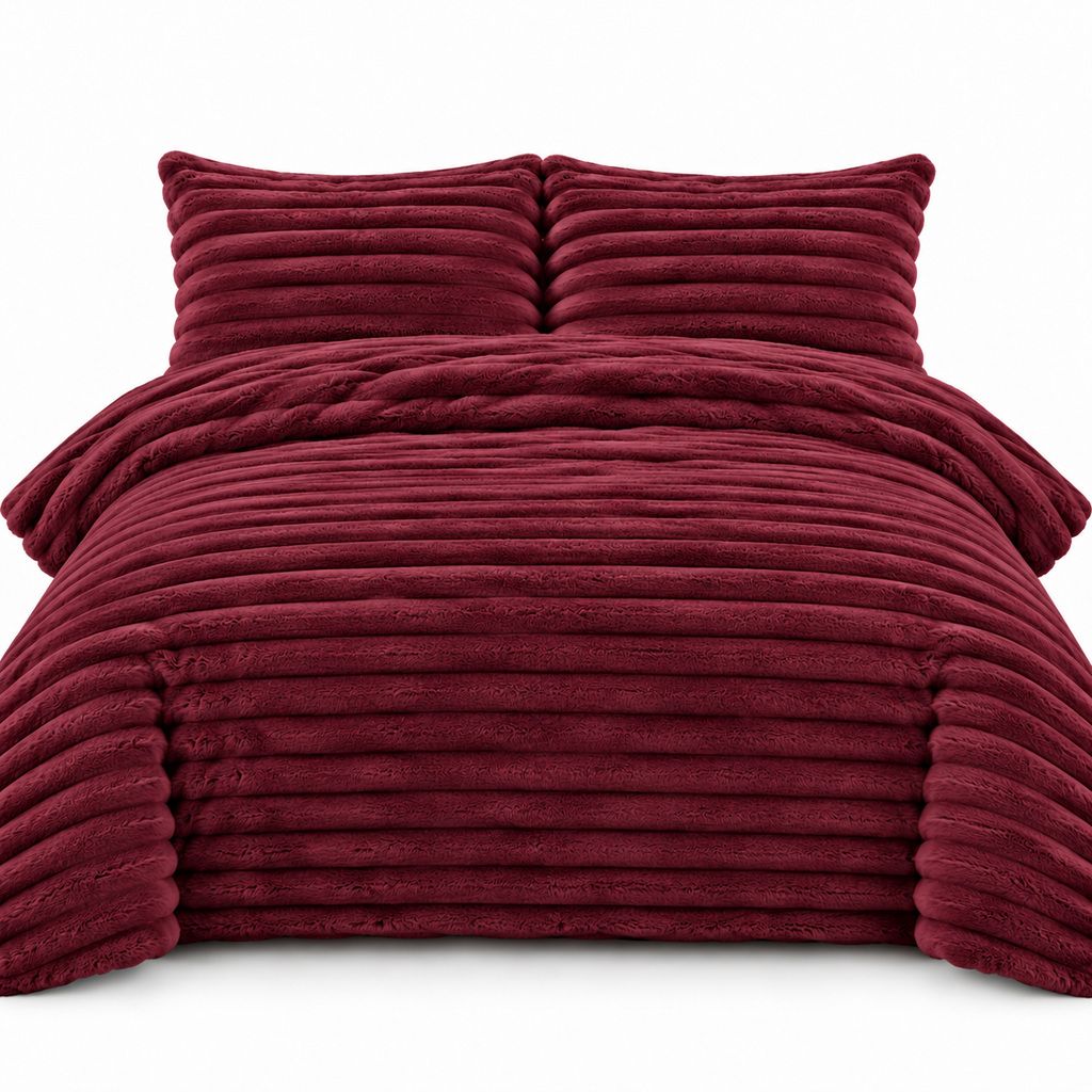 Chunky Teddy Fleece Duvet Cover Set Wine