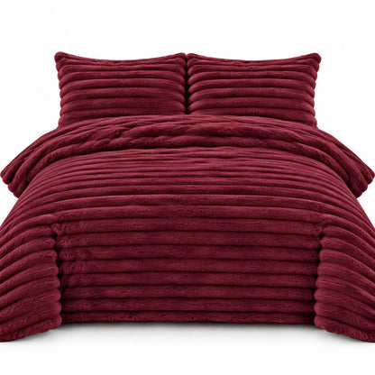 Chunky Teddy Fleece Duvet Cover Set Wine