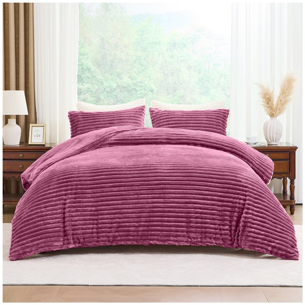 Osum Ribbed Teddy Duvet Cover Set | 10 Colours