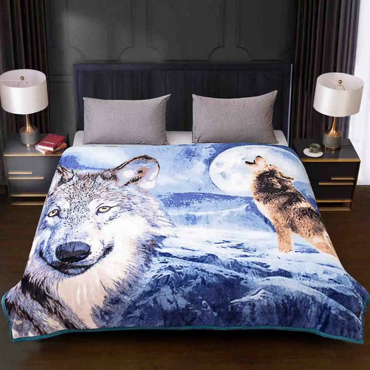 wolves mink throw
