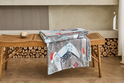 Xmas Pro Gamer Flannel Sherpa Throw