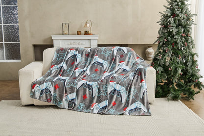 Xmas Pro Gamer Flannel Sherpa Throw