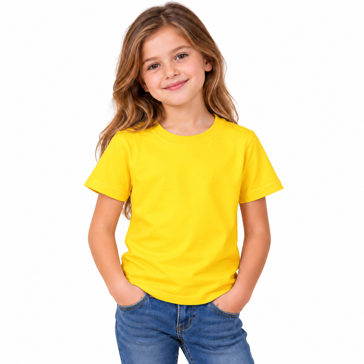 Girls' Plain T-Shirt Yellow