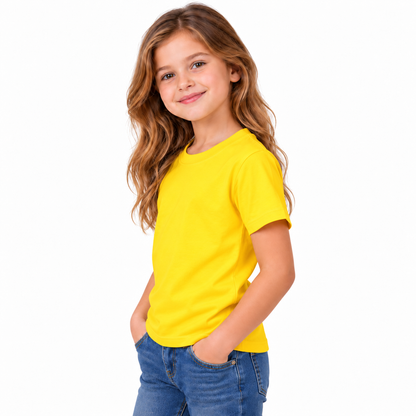 Girls' Plain T-Shirt Yellow