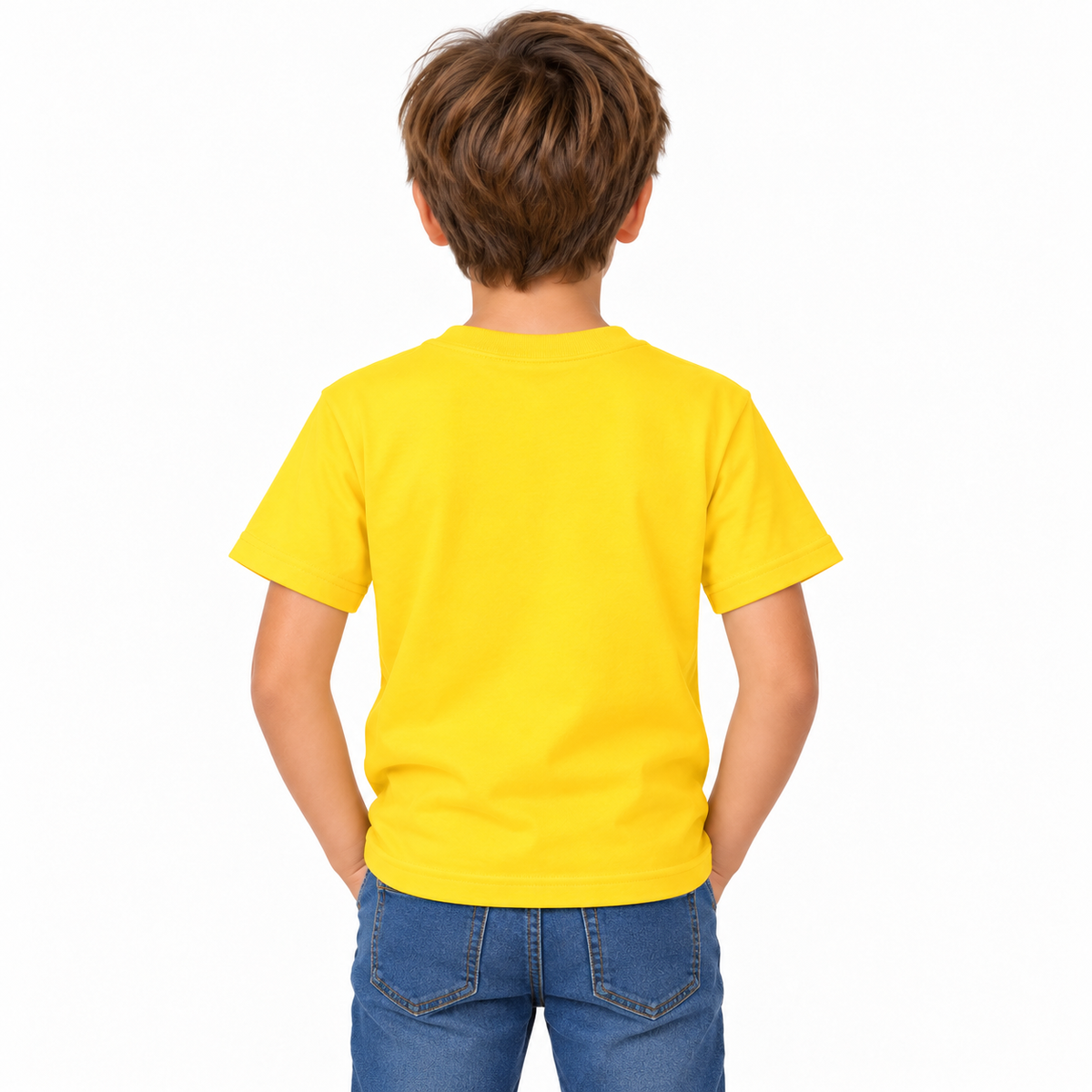 Yellow Boys' Plain T-Shirt view 3