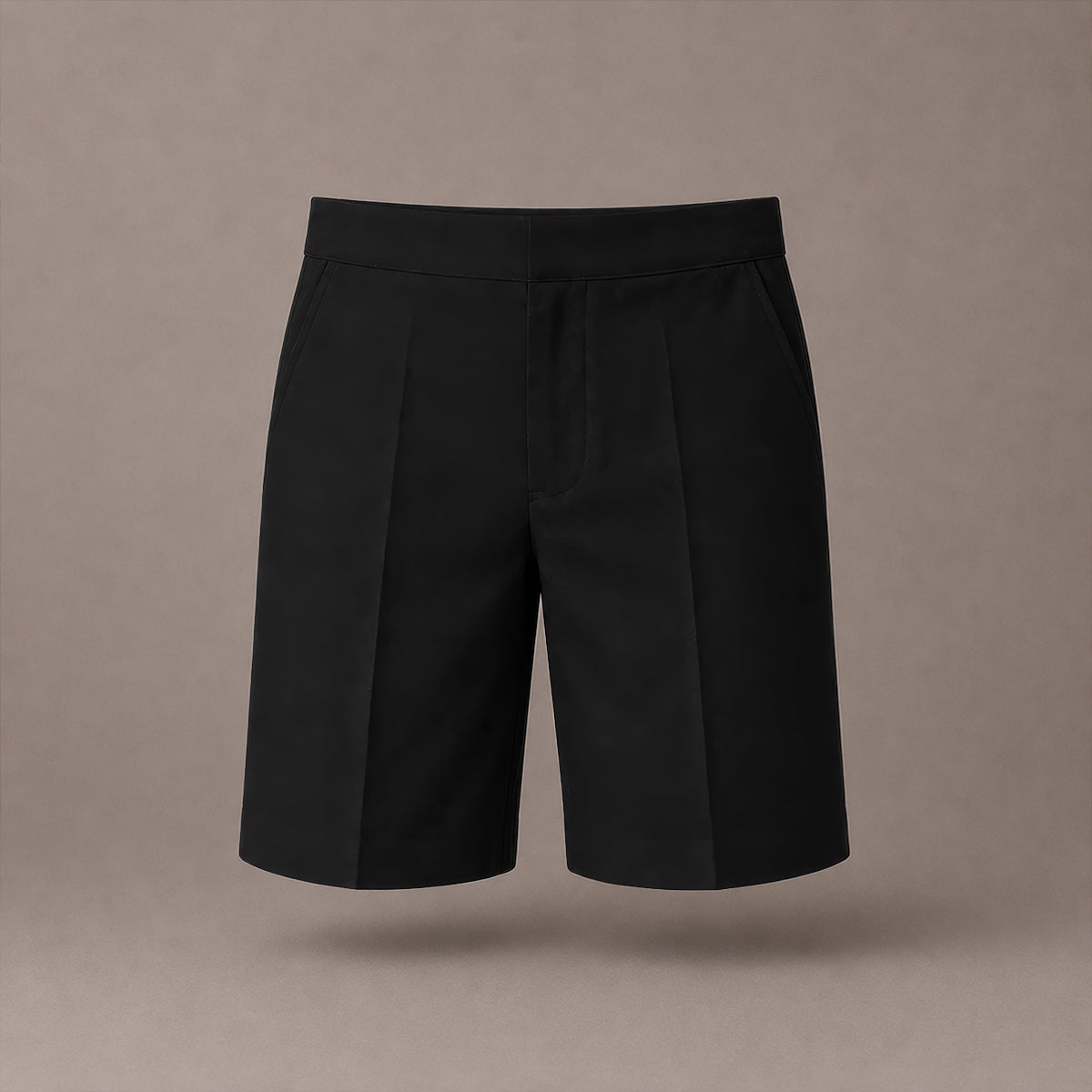 Black Half Elastic Zip & Clip Boys School Shorts