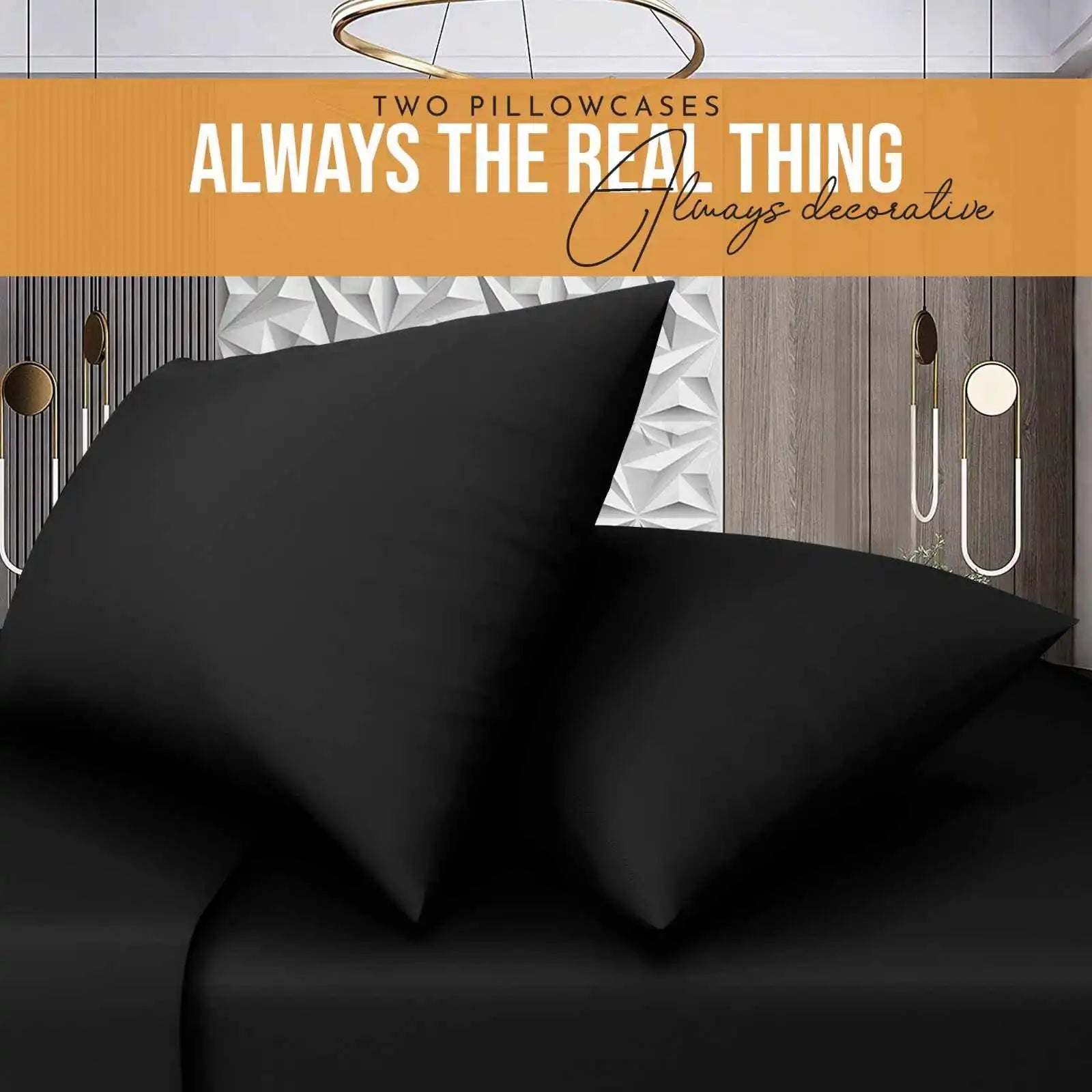 black easy iron poly cotton pillowcases