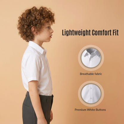 Boys White School Shirt Short Sleeve