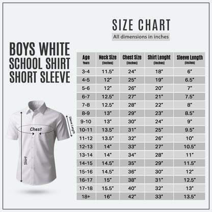 Boys White School Shirt Short Sleeve